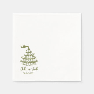 Hand Drawn Champagne Tower Glass Wedding Napkins