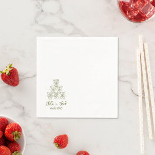 Hand Drawn Champagne Tower Glass Wedding Napkins