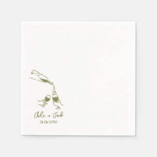 Hand Drawn Champagne Tower Glass Wedding Napkins