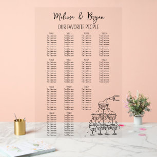 Hand drawn Champagne Tower Wedding seating chart