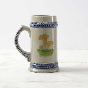 Hand Drawn Chanterelle Mushroom Beer Stein