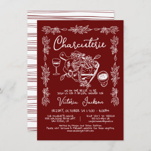 Hand Drawn Charcuterie Board Bridal Shower Invitation