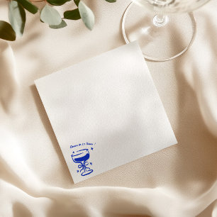 Hand Drawn Cheers Doodle Cocktail Birthday Party Napkin