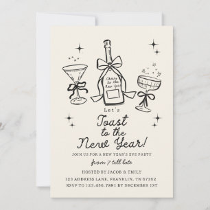 Hand Drawn Cheers New Years Eve Party In Invitation