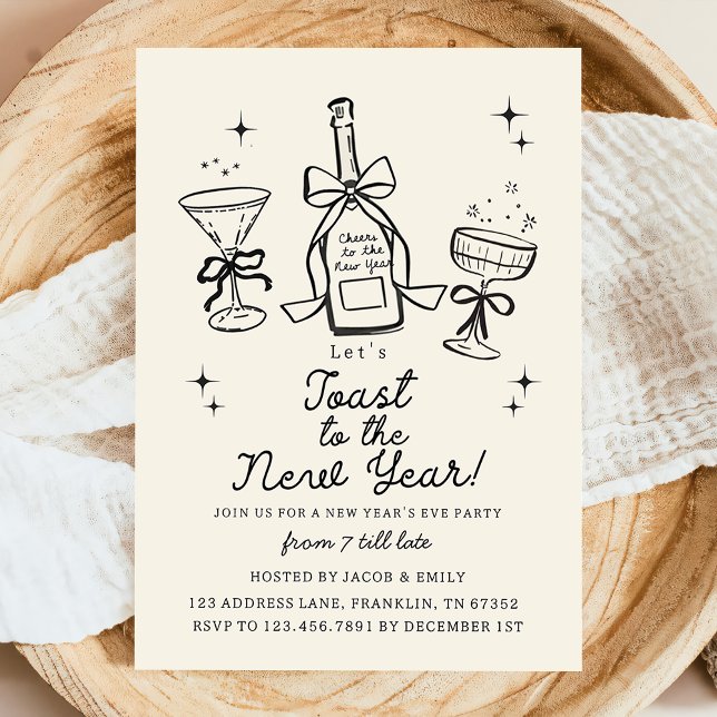 Hand Drawn Cheers New Years Eve Party In Invitation (Creator Uploaded)