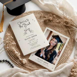 Hand Drawn Cheers to the Grad Graduation Invitation