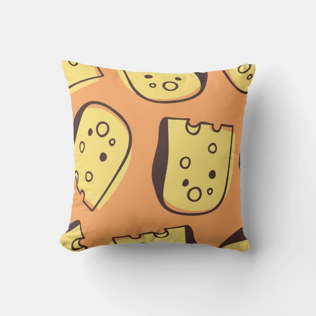 Hand-Drawn Cheese: Artistic Seamless Pattern. Throw Pillow (Front)
