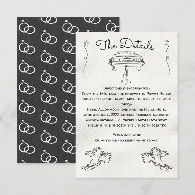 Hand drawn Cherub Cupid Details Info card (Front/Back)