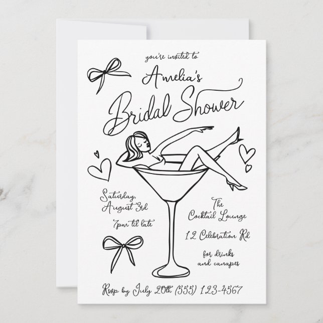 Hand Drawn Chic Bridal Shower Invite (Front)