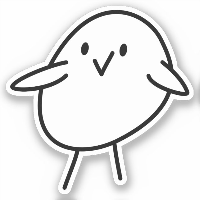 Hand Drawn Chick Custom-Cut Vinyl Sticker (Front)