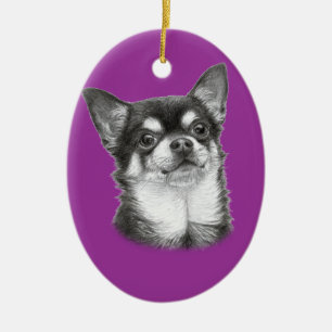 Hand Drawn Chihuahua Artwork Ceramic Ornament