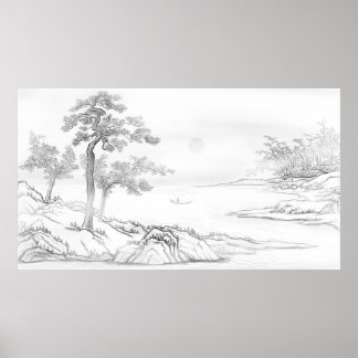 Hand Drawn Chinese Style Landscape Poster