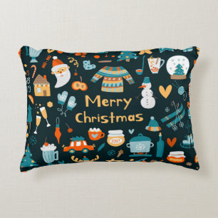 Hand-drawn Christmas and New Year elements. Accent Pillow