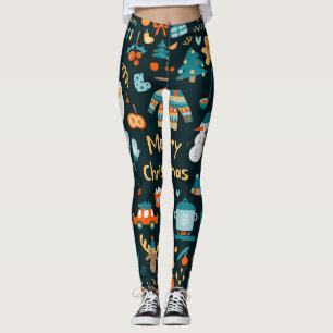 Hand-drawn Christmas and New Year elements. Leggings