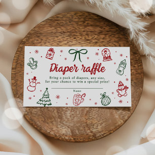 Hand Drawn Christmas Baby Shower Diaper Raffle Enclosure Card