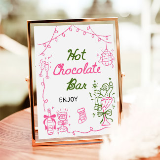 Hand Drawn Christmas Bridal Shower Hot Chocolate Poster