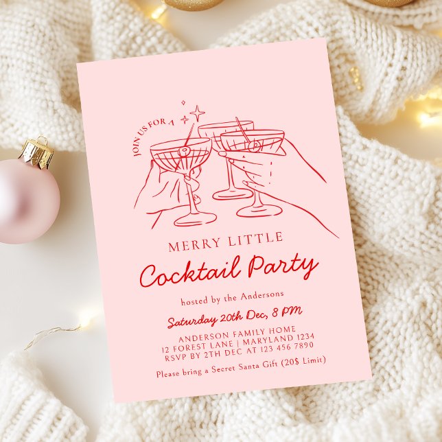Hand Drawn Christmas Cocktail Party Invitation (Creator Uploaded)