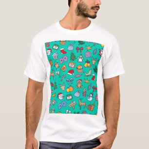 Hand Drawn Christmas: Festive Seamless. T-Shirt