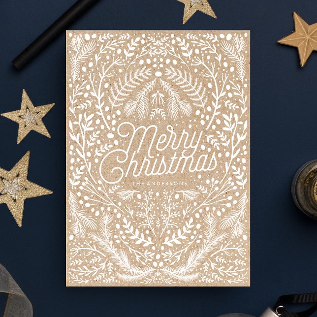 Hand-drawn Christmas foliage Craft Paper Non Photo Holiday Card (Creator Uploaded)