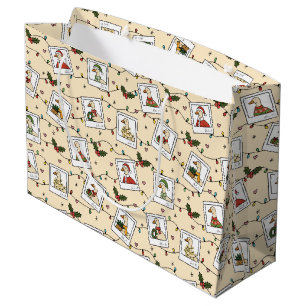 Hand Drawn  Christmas Geese - Large Gift Bag