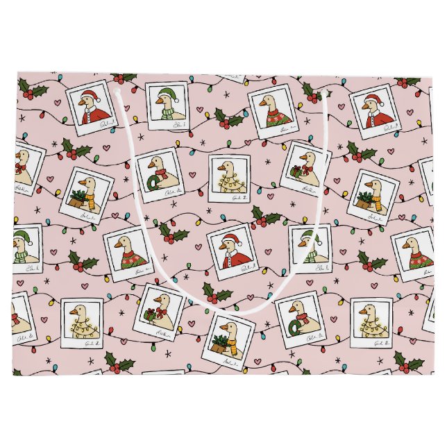 Hand Drawn  Christmas Geese Large Gift Bag (Back)
