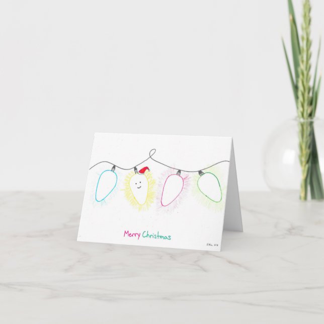 Hand-drawn Christmas Lights Folding Card (Front)