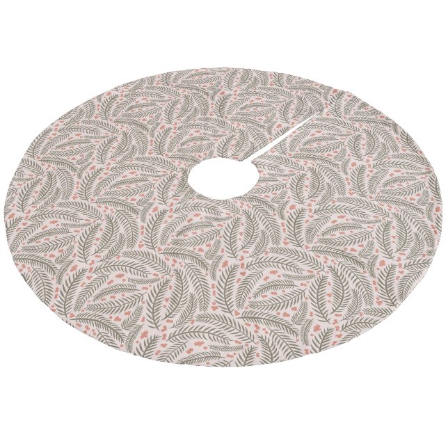 Hand-drawn Christmas Pine Tree Botanical Fleece Tree Skirt (Angled)