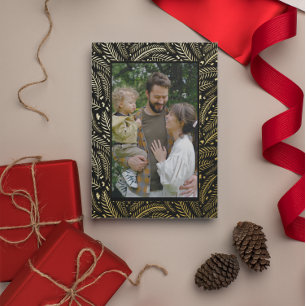 Hand-drawn Christmas Pine Tree Photo Foil Holiday Card