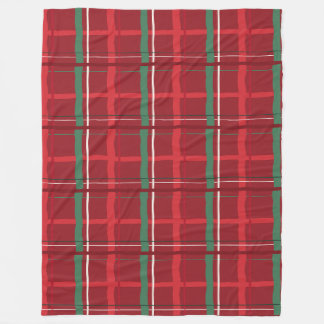 Hand-Drawn Christmas Red Plaid Fleece Blanket