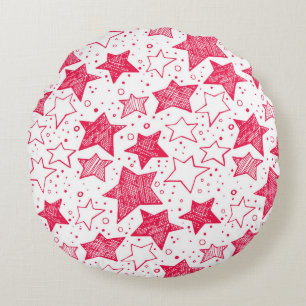 Hand drawn Christmas stars Round Pillow
