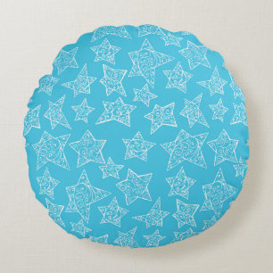 Hand drawn Christmas stars Round Pillow