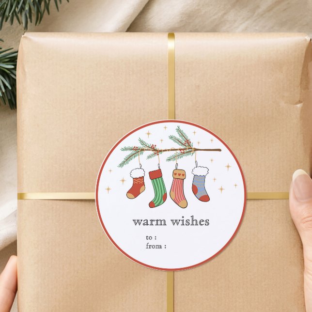 Hand Drawn Christmas Stockings Gift Label Sticker  (Créateur téléchargé)