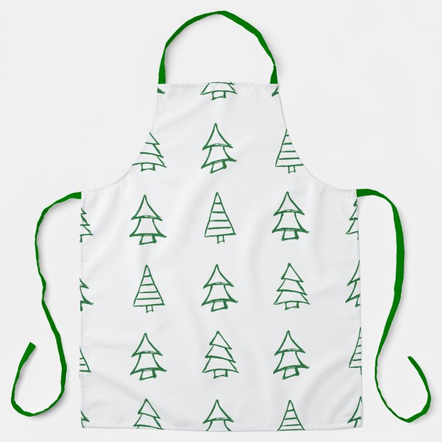 Hand drawn Christmas Tree Apron (Front)