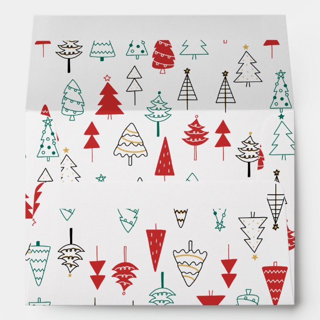 Hand Drawn Christmas Tree Pattern Envelope (Back (Bottom))