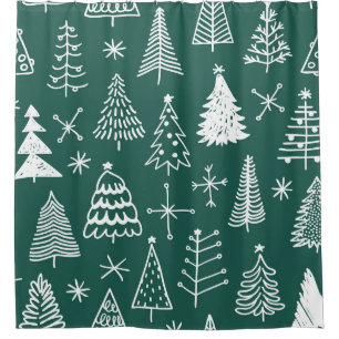 Hand drawn Christmas trees, winter pattern.