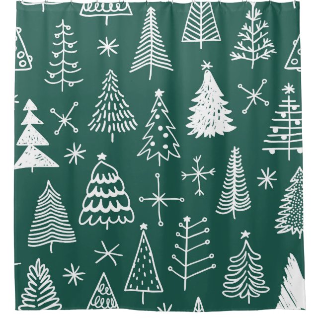Hand drawn Christmas trees, winter pattern. (Front)
