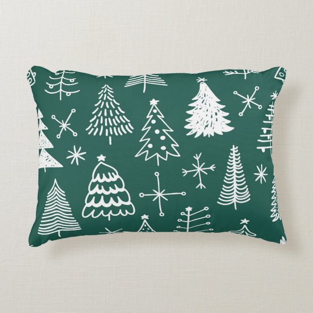 Hand drawn Christmas trees, winter pattern. Accent Pillow (Front)