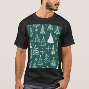 Hand drawn Christmas trees, winter pattern. T-Shirt