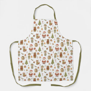 Hand Drawn Christmas Woodland Apron