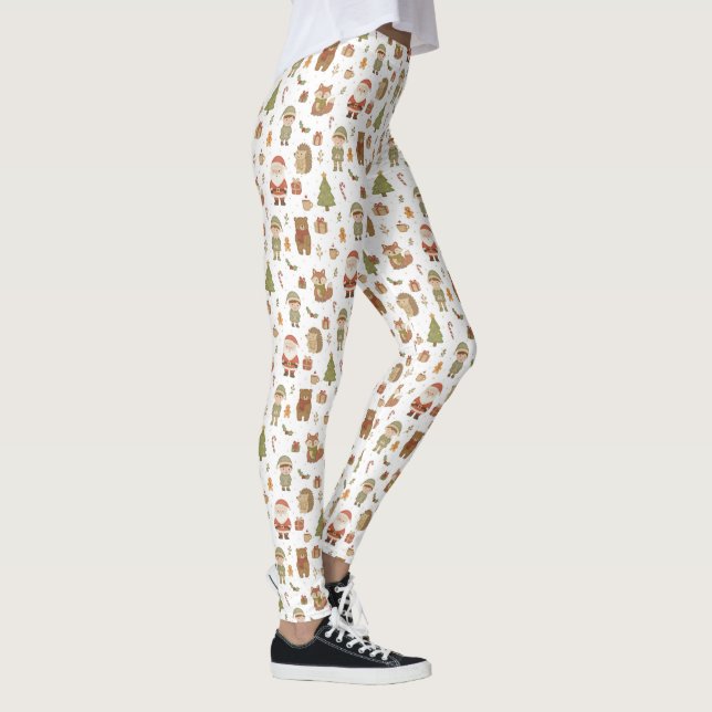 Hand Drawn Christmas Woodland Leggings (Right)