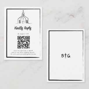 Hand Drawn Church Traditional Whimsical Wedding Enclosure Card