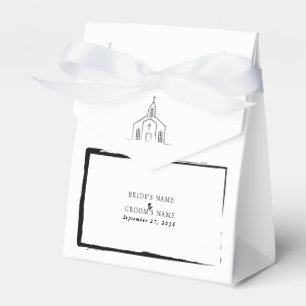 Hand Drawn Church Traditional Whimsical Wedding Favor Box