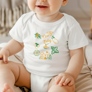 Hand Drawn Ciao Italian Pizza & Pasta Baby Shower Bodysuit
