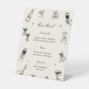 Hand Drawn Cin Cin Bar Pedestal Sign