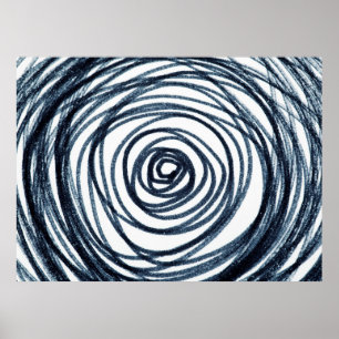 Hand-drawn circles spiral pattern with abstract do poster