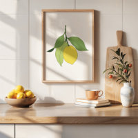 Hand-Drawn Citrus Lemon Branch Kitchen Art