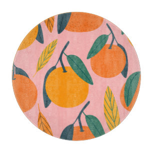 Hand-drawn citrus, seamless mandarin pattern. cutting board
