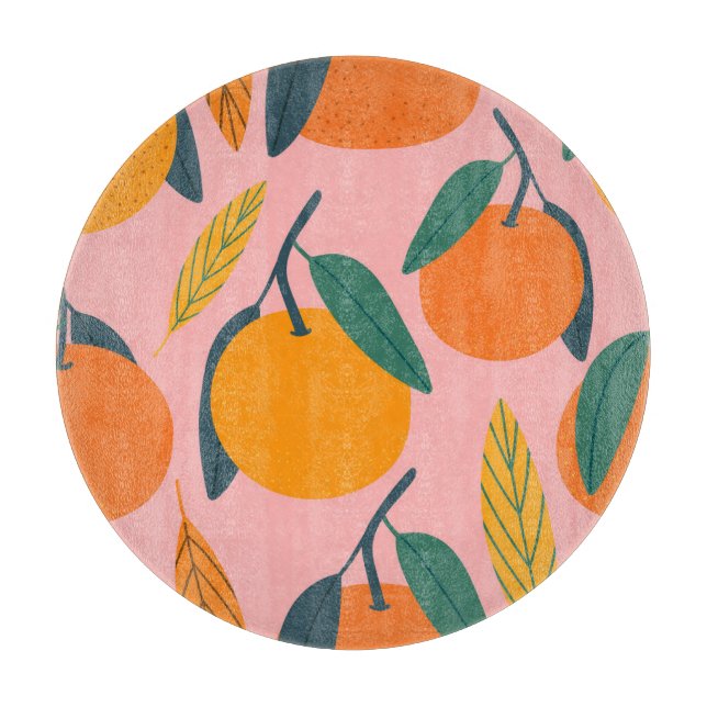 Hand-drawn citrus, seamless mandarin pattern. cutting board (Front)