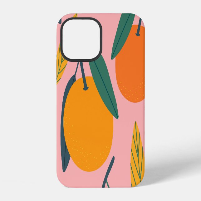 Hand-drawn citrus, seamless mandarin pattern. iPhone case (Back)