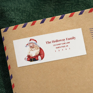 Hand Drawn Classic Red Santa Return Address